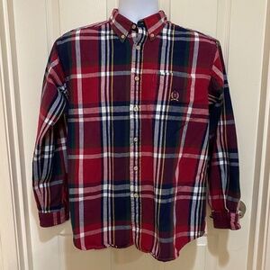 Tommy Hilfiger Y2K Mens Red/Blue XL‎ Plaid Flannel Button Down Shirt